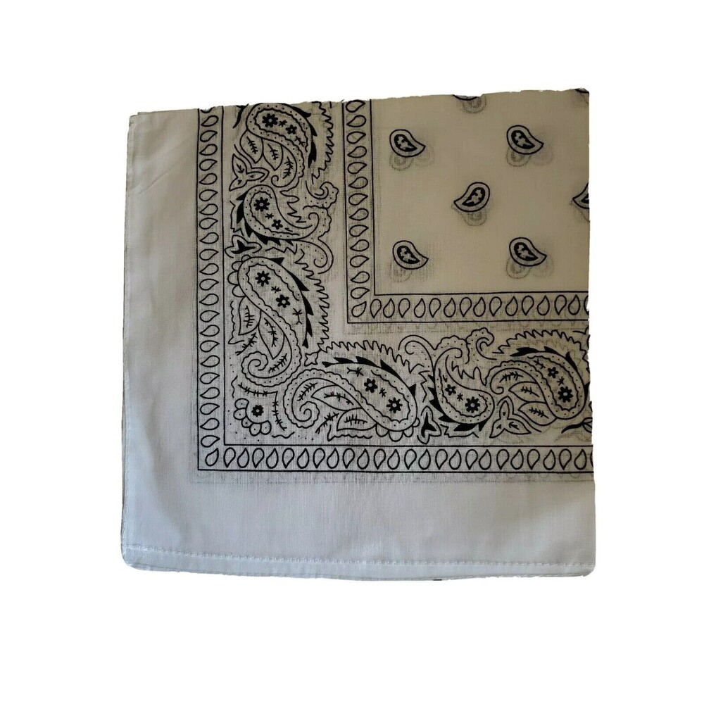 PAISLEY  White 100% COTTON BANDANA HANDKERCHIEF SCARF White BANDANA *